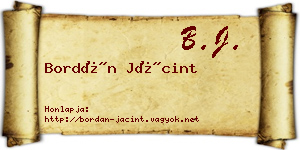 Bordán Jácint névjegykártya